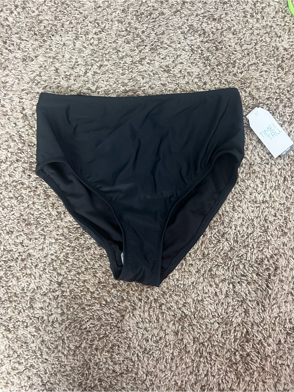 Time and Tru Black High-Waist Swim Briefs